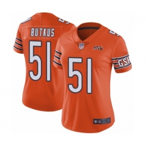 Women's Chicago Bears #51 Dick Butkus Orange Alternate 100th Season Limited Football Jersey