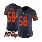 Women's Chicago Bears #58 Roquan Smith Limited Navy Blue Rush Vapor Untouchable 100th Season Football Jersey