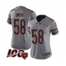 Women's Chicago Bears #58 Roquan Smith Limited Silver Inverted Legend 100th Season Football Jersey