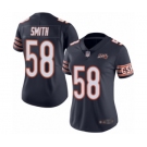 Women's Chicago Bears #58 Roquan Smith Navy Blue Team Color 100th Season Limited Football Jersey