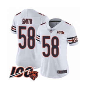 Women's Chicago Bears #58 Roquan Smith White Vapor Untouchable Limited Player 100th Season Football Jersey