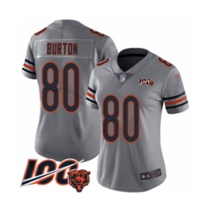 Women's Chicago Bears #80 Trey Burton Limited Silver Inverted Legend 100th Season Football Jersey