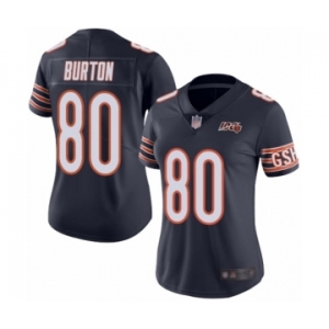 Women's Chicago Bears #80 Trey Burton Navy Blue Team Color 100th Season Limited Football Jersey