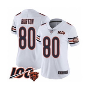 Women's Chicago Bears #80 Trey Burton White Vapor Untouchable Limited Player 100th Season Football Jersey