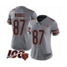 Women's Chicago Bears #87 Tom Waddle Limited Silver Inverted Legend 100th Season Football Jersey