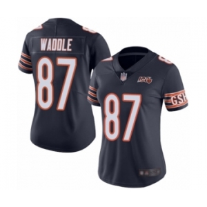 Women's Chicago Bears #87 Tom Waddle Navy Blue Team Color 100th Season Limited Football Jersey