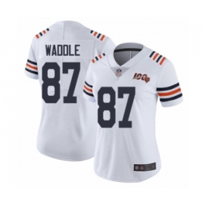 Women's Chicago Bears #87 Tom Waddle White 100th Season Limited Football Jersey