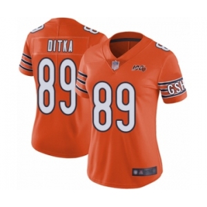 Women's Chicago Bears #89 Mike Ditka Orange Alternate 100th Season Limited Football Jersey