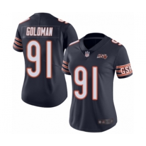 Women's Chicago Bears #91 Eddie Goldman Navy Blue Team Color 100th Season Limited Football Jersey