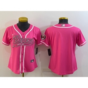 Women's Chicago Bears Blank Pink With Patch Cool Base Stitched Baseball Jersey