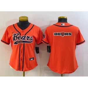Women's Chicago Bears Orange Team Big Logo With Patch Cool Base Stitched Baseball Jersey