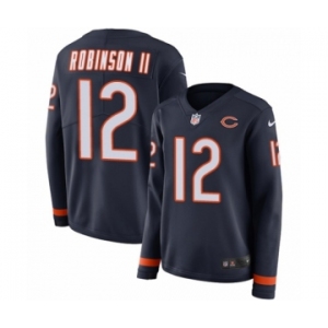 Women's Nike Chicago Bears #12 Allen Robinson Limited Navy Blue Therma Long Sleeve NFL Jersey