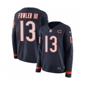 Women's Nike Chicago Bears #13 Bennie Fowler III Limited Navy Blue Therma Long Sleeve NFL Jersey