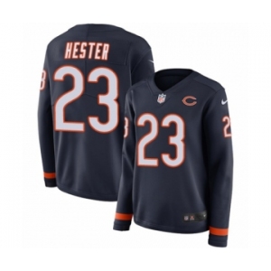 Women's Nike Chicago Bears #23 Devin Hester Limited Navy Blue Therma Long Sleeve NFL Jersey