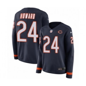 Women's Nike Chicago Bears #24 Jordan Howard Limited Navy Blue Therma Long Sleeve NFL Jersey