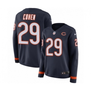 Women's Nike Chicago Bears #29 Tarik Cohen Limited Navy Blue Therma Long Sleeve NFL Jersey
