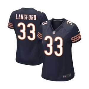 Women's Nike Chicago Bears #33 Jeremy Langford Game Navy Blue Team Color NFL Jersey