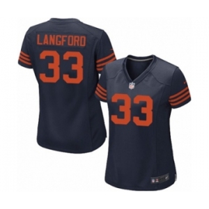 Women's Nike Chicago Bears #33 Jeremy Langford Game Navy Blue Throwback Alternate NFL Jersey