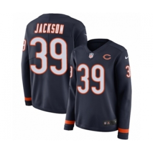 Women's Nike Chicago Bears #39 Eddie Jackson Limited Navy Blue Therma Long Sleeve NFL Jersey