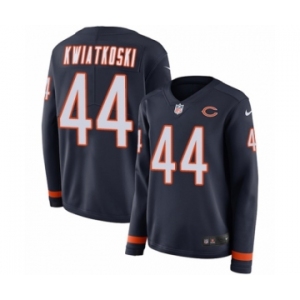 Women's Nike Chicago Bears #44 Nick Kwiatkoski Limited Navy Blue Therma Long Sleeve NFL Jersey