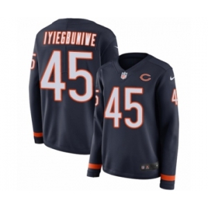 Women's Nike Chicago Bears #45 Joel Iyiegbuniwe Limited Navy Blue Therma Long Sleeve NFL Jersey