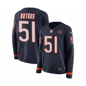 Women's Nike Chicago Bears #51 Dick Butkus Limited Navy Blue Therma Long Sleeve NFL Jersey