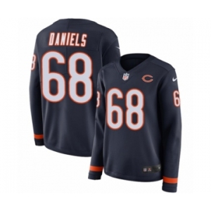 Women's Nike Chicago Bears #68 James Daniels Limited Navy Blue Therma Long Sleeve NFL Jersey