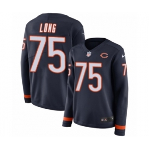 Women's Nike Chicago Bears #75 Kyle Long Limited Navy Blue Therma Long Sleeve NFL Jersey