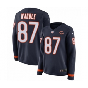 Women's Nike Chicago Bears #87 Tom Waddle Limited Navy Blue Therma Long Sleeve NFL Jersey