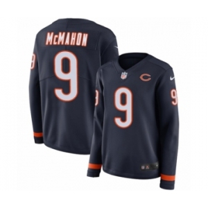 Women's Nike Chicago Bears #9 Jim McMahon Limited Navy Blue Therma Long Sleeve NFL Jersey