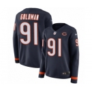 Women's Nike Chicago Bears #91 Eddie Goldman Limited Navy Blue Therma Long Sleeve NFL Jersey