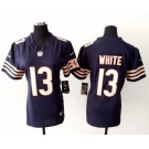 nike women nfl jerseys chicago bears #13 white blue[nike]