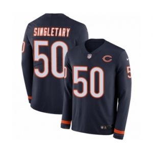 Youth Nike Chicago Bears #50 Mike Singletary Limited Navy Blue Therma Long Sleeve NFL Jersey