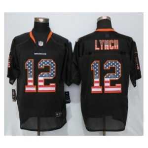 Men Nike Denver Broncos #12 Paxton Lynch USA Flag Fashion Black Elite Jerseys