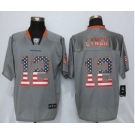 Men Nike Denver Broncos #12 Paxton Lynch USA Flag Fashion Gray Elite Jerseys