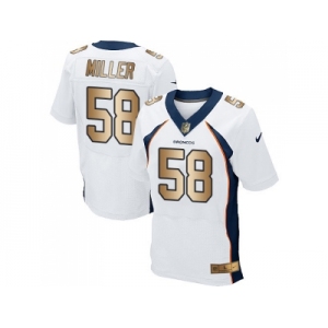 Nike Denver Broncos #58 Von Miller White Men's Stitched NFL New Elite Gold Jersey