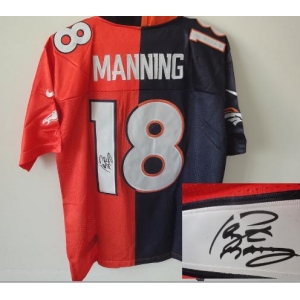 nike nfl jerseys denver broncos #18 manning orange-blue[Elite split signature]