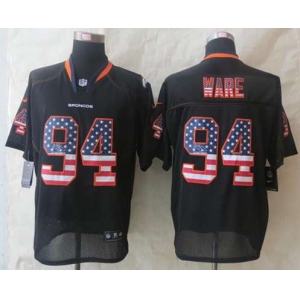 nike nfl jerseys denver broncos #94 ware black[Elite USA flag fashion]