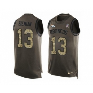 Men Nike Broncos #13 Trevor Siemian Green Men's Stitched NFL Limited Salute To Service Tank Top Jersey