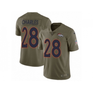Men Nike Denver Broncos #28 Jamaal Charles Limited Olive 2017 Salute to Service NFL Jersey