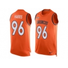 Men Nike Denver Broncos #96 Shelby Harris Limited Orange Player Name & Number Tank Top NFL Jersey