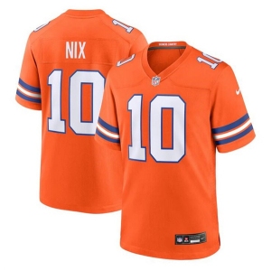 Men's Denver Broncos #10 Bo Nix Orange Mile High Collection F.U.S.E. 1977 Throwback Stitched Game Jersey