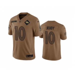 Men's Denver Broncos #10 Jerry Jeudy 2023 Brown Salute To Service Limited Football Stitched Jersey