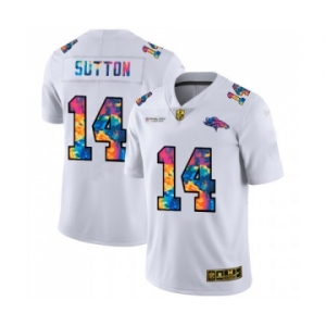 Men's Denver Broncos #14 Courtland Sutton White 2020 Crucial Catch Limited Stitched Jersey