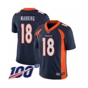 Men's Denver Broncos #18 Peyton Manning Navy Blue Alternate Vapor Untouchable Limited Player 100th Season Football Jersey