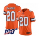 Men's Denver Broncos #20 Duke Dawson Limited Orange Rush Vapor Untouchable 100th Season Football Jersey