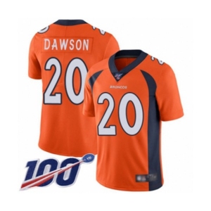 Men's Denver Broncos #20 Duke Dawson Orange Team Color Vapor Untouchable Limited Player 100th Season Football Jersey