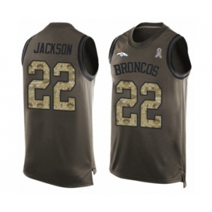 Men's Denver Broncos #22 Kareem Jackson Limited Green Salute to Service Tank Top Football Jersey