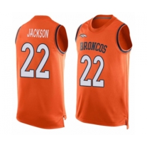 Men's Denver Broncos #22 Kareem Jackson Limited Orange Player Name & Number Tank Top Football Jersey
