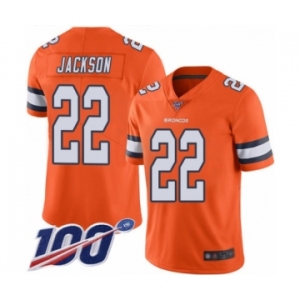 Men's Denver Broncos #22 Kareem Jackson Limited Orange Rush Vapor Untouchable 100th Season Football Jersey